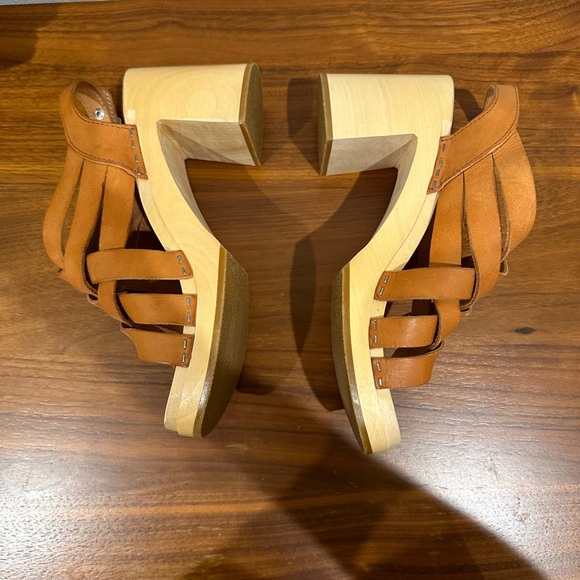 Swedish Hasbeens Vivi Platform Sandals Wooden Clog 37 70’s Retro - Picture 7 of 11